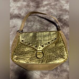 Bijoux Terner Gold and Tan Shoulder Bag
